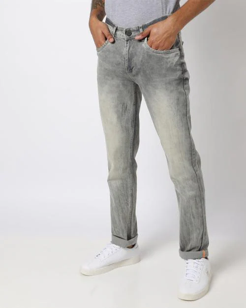 Men Heavily Washed Skinny Jeans