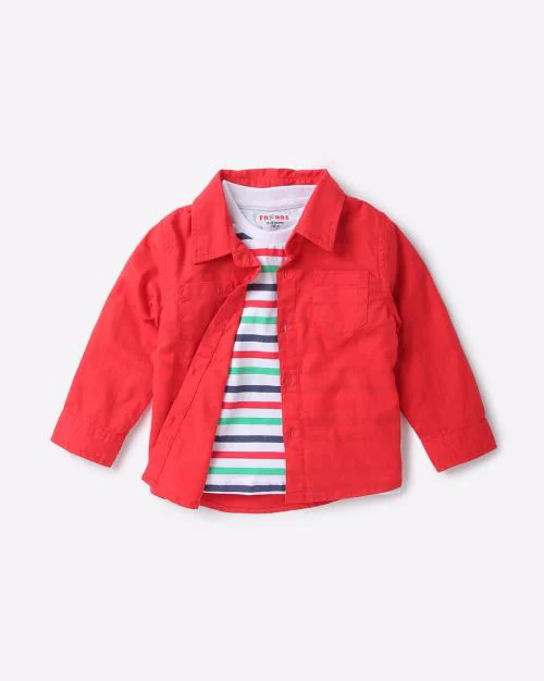 Twofer Shirt with Striped T-Shirt