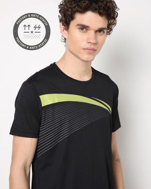 Regular Fit Geometric Print Crew-Neck T-Shirt