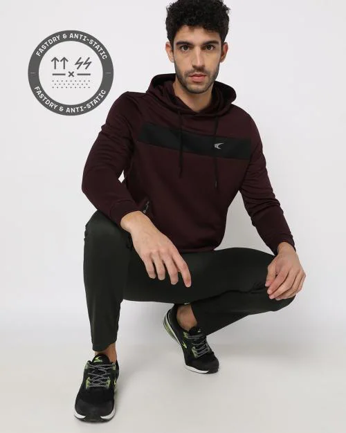 Buy Colourblock Hoodie with Cuffed Sleeves Online at Best Prices in