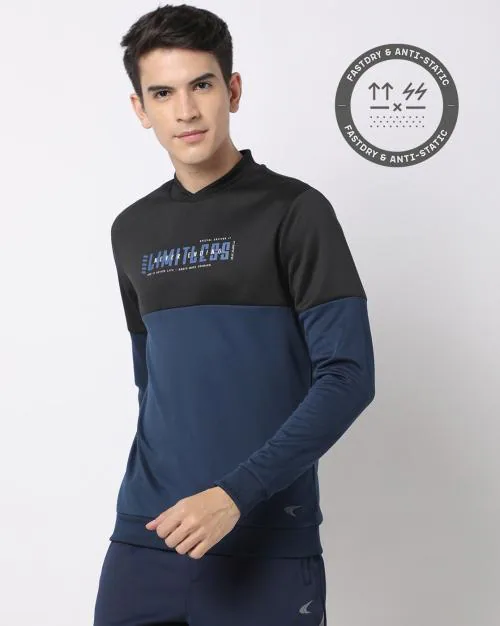 Colourblock Half-Zip Sweatshirt with Logo Print