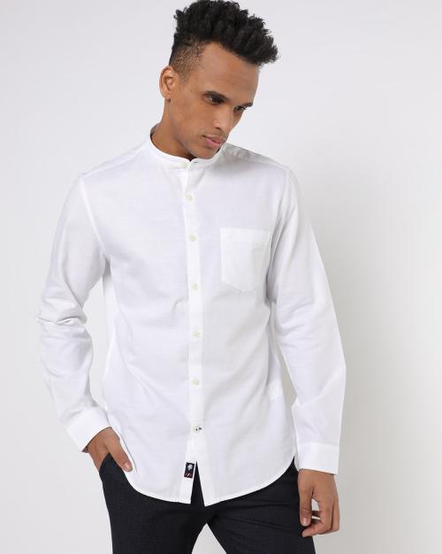 Buy Slim Fit Shirt with Mandarin Collar Online at Best Prices in India