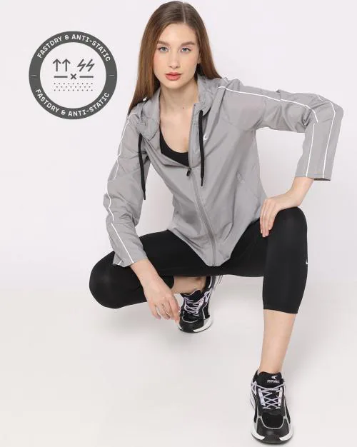 Women Zip-Front Hooded Jacket with Insert Pockets