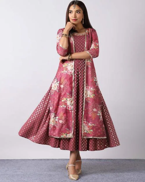 Floral Print Fit & Flare Dress with Shrug