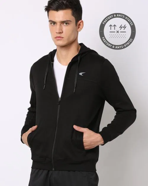 Zip-Front Hybrid Hooded Sweatshirt