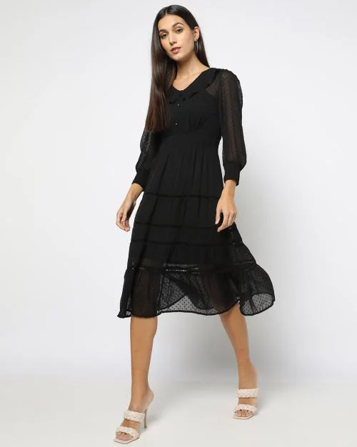 Swiss-Dot A-line Dress