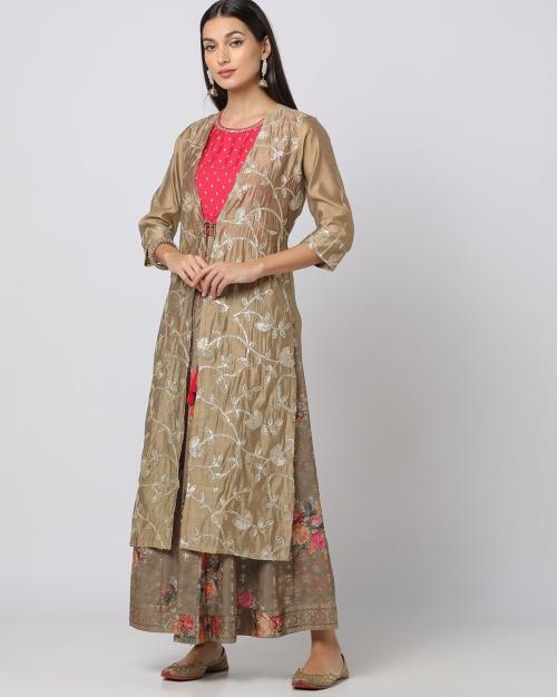 Printed Ghaghra Choli Set with Jacket