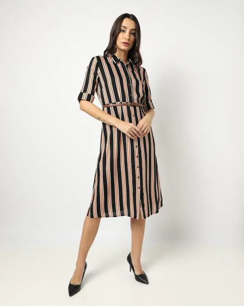Buy Striped Shirt Dress with Belt Online at Best Prices in India JioMart.