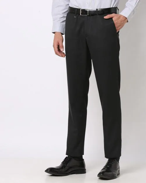 Flexible Waist Slim Fit Structured Trousers