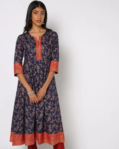 Floral Print Flared Kurta