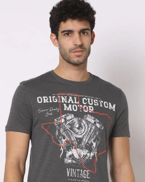 Graphic Print Slim Fit Crew-Neck T-Shirt