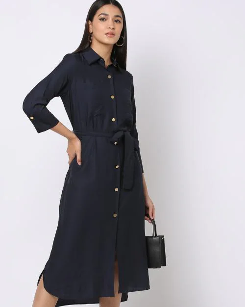 Shirt Dress with Patch Pockets