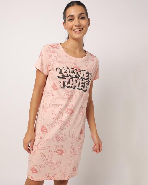 Loony Tunes Print Round-Neck Nightshirt