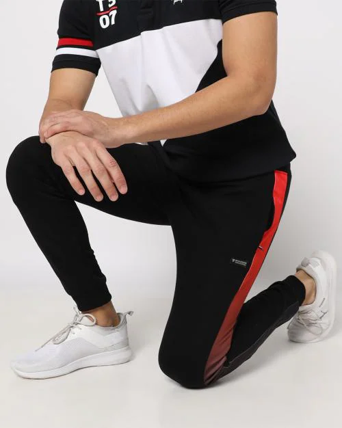 Men Slim Fit Joggers with Side Sublimation Panel