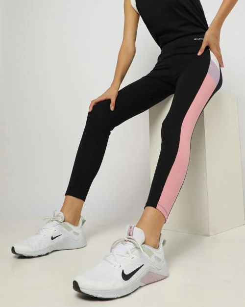 Colourblock Leggings with Elasticated Waist