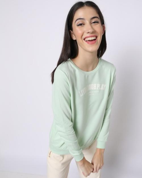 Typographic Print Crew-Neck Sweatshirt