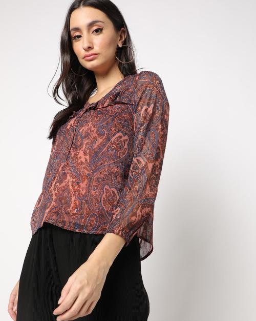 Paisley Print Top with Camisole