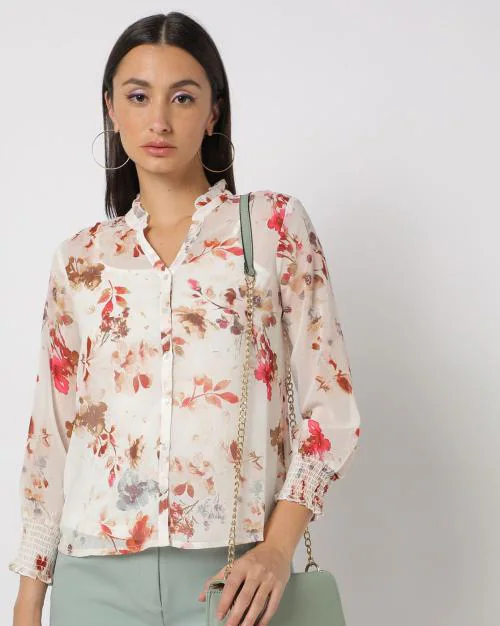 Floral Print Shirt with Camisole