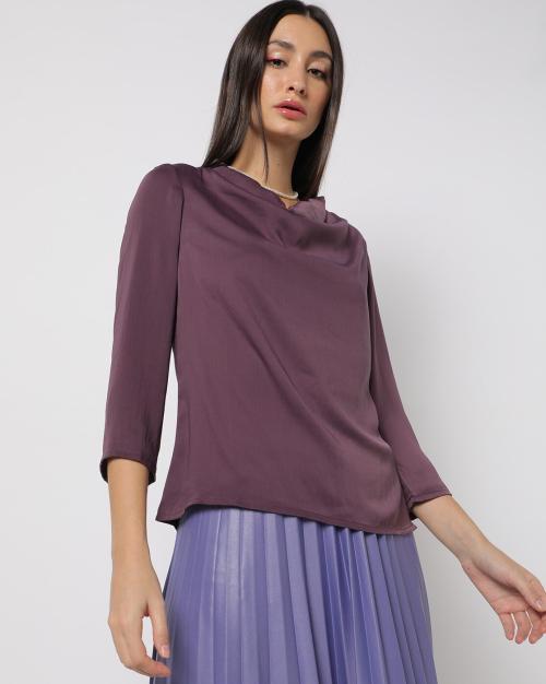 Cowl-Neck Satin Top