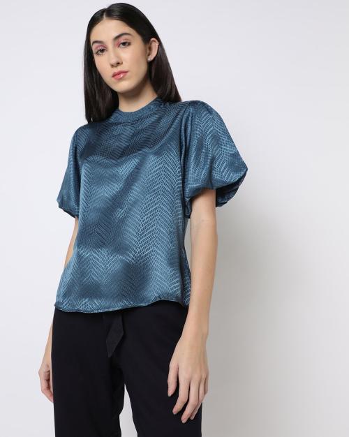 Glossy Top with Band Collar