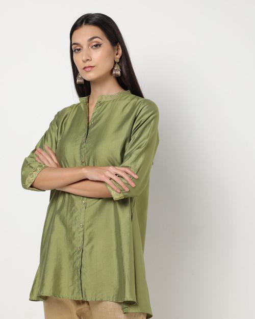 Embroidered A-line Tunic