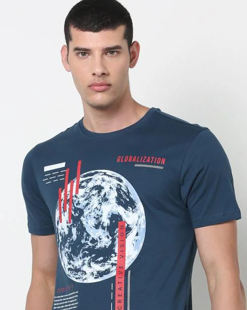 Graphic Print Slim Fit Crew-Neck T-Shirt