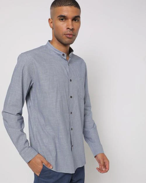Buy Men Slim Fit Cotton Shirt with Patch Pocket Online at Best Prices