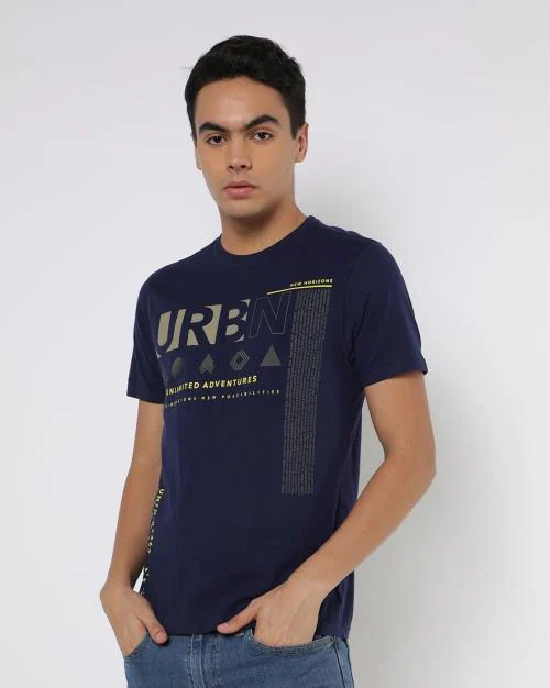 Buy Printed Slim Fit CrewNeck Tshirt Online at Best Prices in India