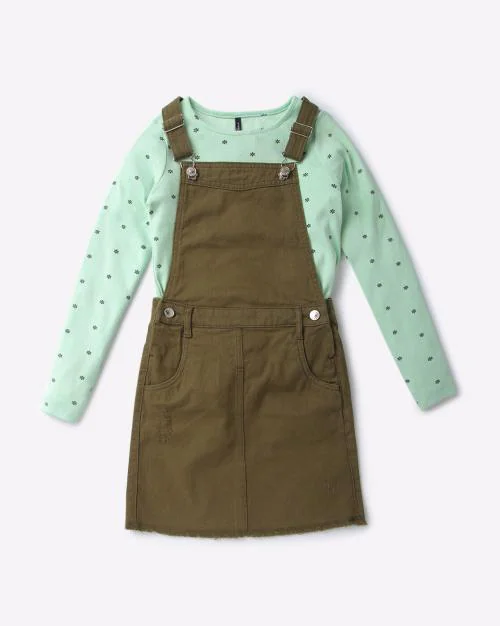 Pinafore with Floral Print T-shirt