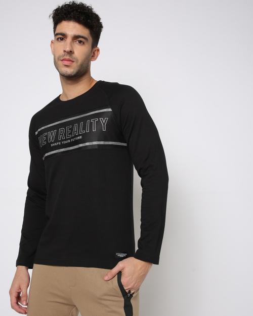 Regular Fit Typographic Print Crew-Neck T-Shirt