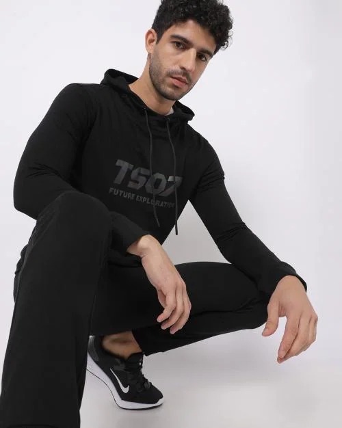 Rainbow Hooded T-shirt with Kangaroo Pocket