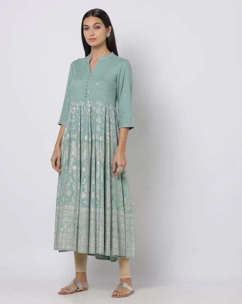 Floral Print Flared Kurta