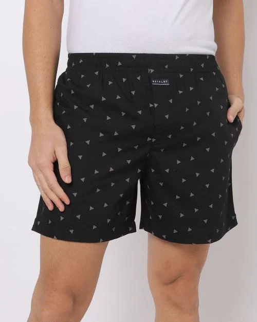 Geometric Print Boxers with Insert Pockets