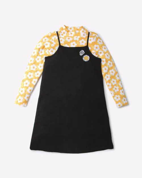 Floral Print Pinafore Dress