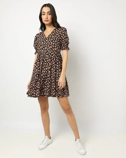 Floral Print A-line Dress