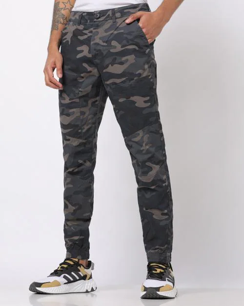 Camouflage Print Slim Fit Cargo Pants