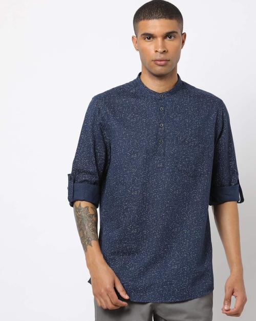 Men Printed Slim Fit Shirt with Patch Pocket