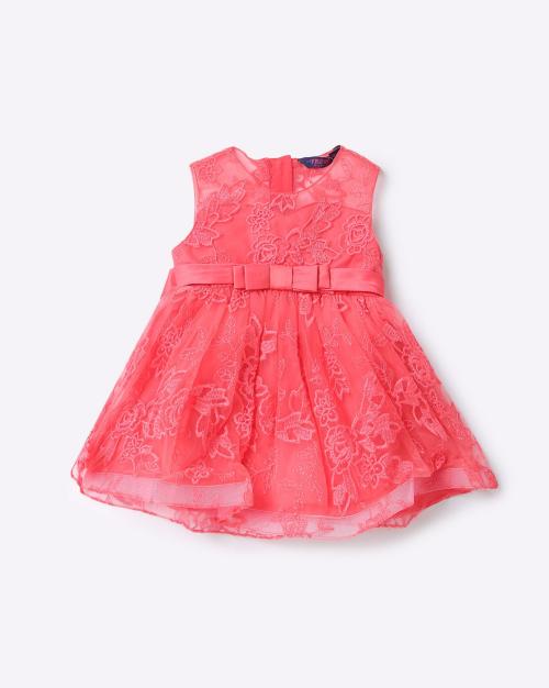 A-line Lace Dress with Waist Tie-Up