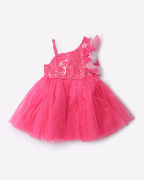 Embellished One-Shoulder Fit & Flare Dress