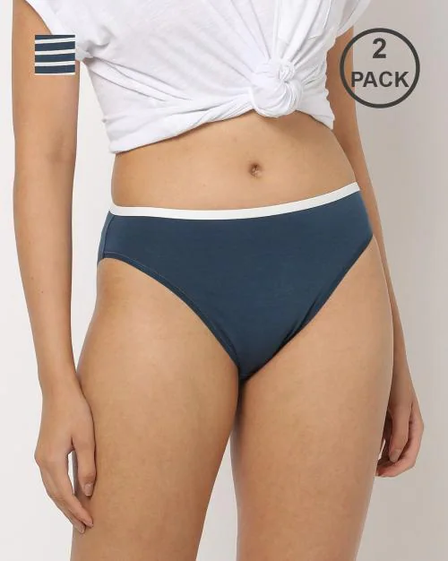 Buy Pack of 2 Stretch Cotton High Rise High Leg Panty Online at Best