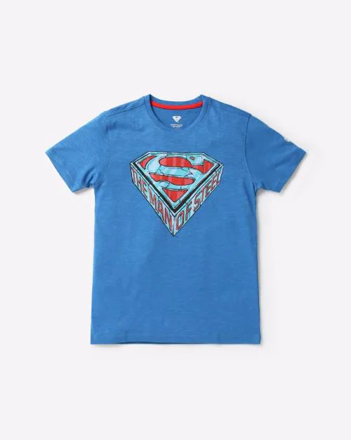 Superman Logo Print Crew-Neck T-shirt