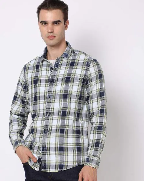 Men Checked Slim Fit Shirt