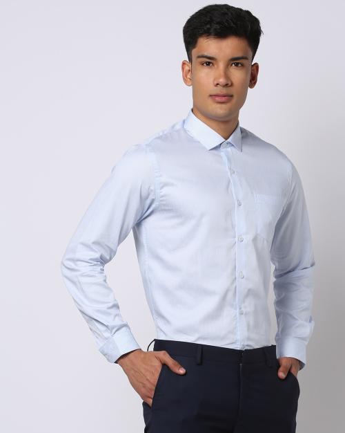 Men Swiss-Dot Slim Fit Shirt