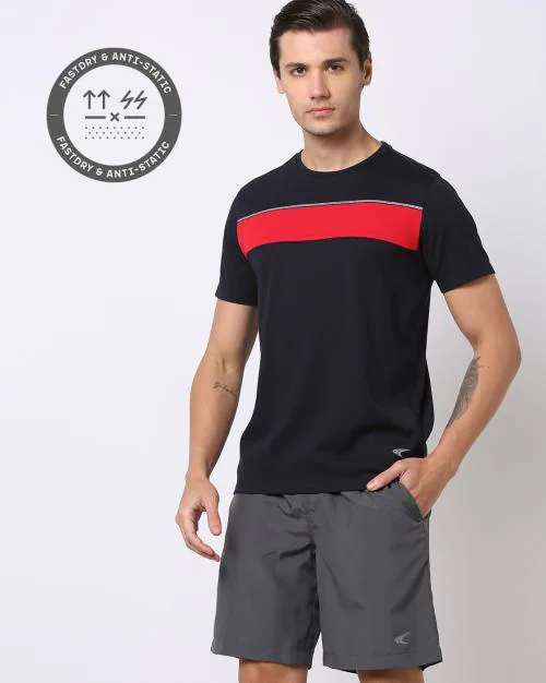 Regular Fit Piping Chest Crew-Neck T-Shirt