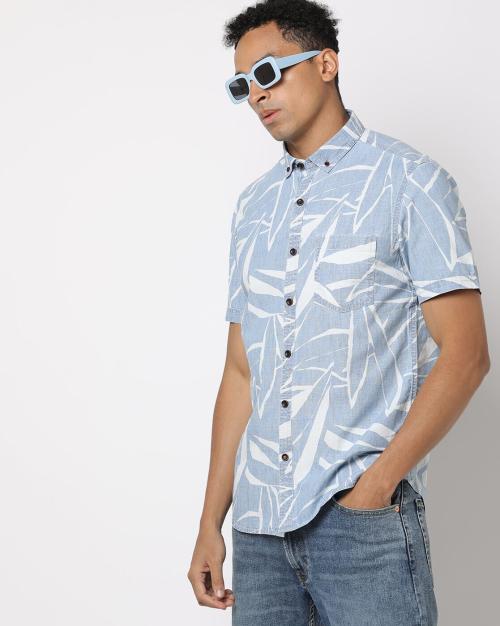 Buy Men Slim Fit Tropical Print Denim Shirt Online at Best Prices in India JioMart.