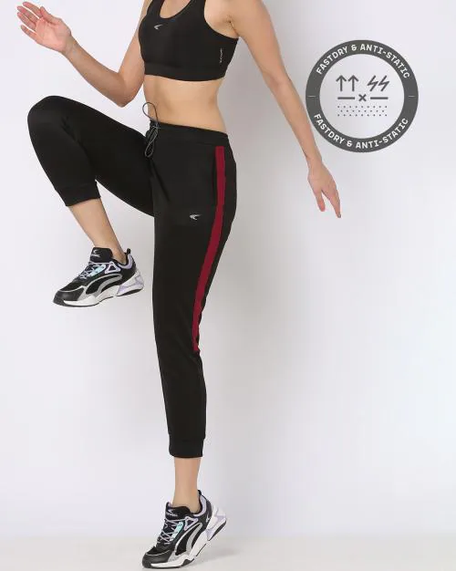 Women Cuffed Track Pants with Contrast Tapping