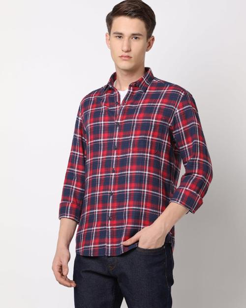 Men Checked Slim Fit Shirt