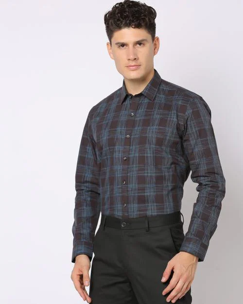 Men Checked Slim Fit Shirt