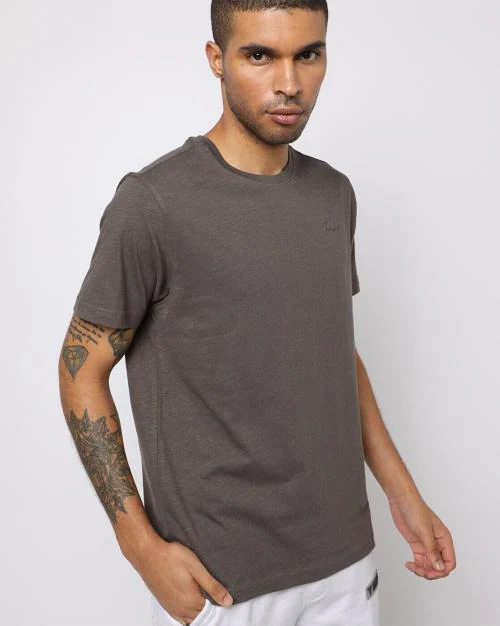 Regular Fit Core Slub Crew-Neck T-Shirt with Brand Print