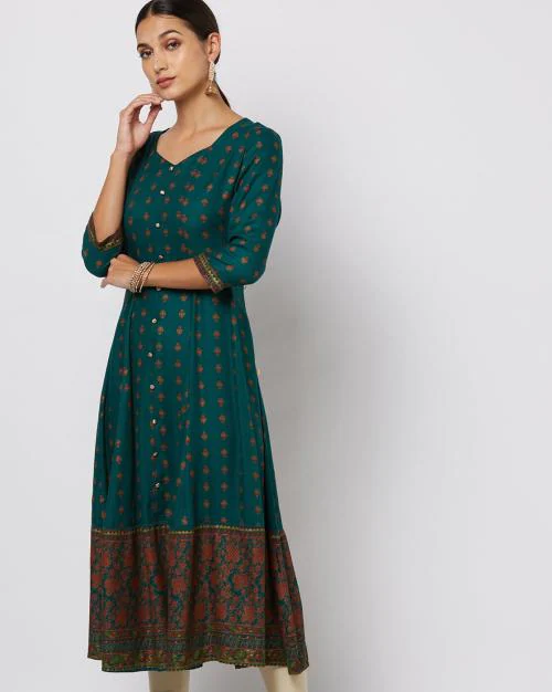 Floral Print Flared Kurta